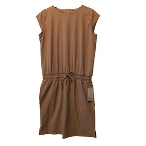 Albion Fit Destination Dress Brown Elastic Drawstring Waist Sleeveless Sz M NEW
